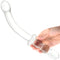 Gläs 12 Inch Girthy Ribbed G-Spot Glass Dildo with Handle Grip, double-ended design for intense G-spot stimulation with an ergonomic handle
