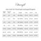 Dreamgirl lingerie size chart detailing alpha, numeric sizes, cup sizes, weight, bust, waist, and hip measurements.