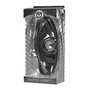 Master Series Feeder Locking Open Mouth Gag Black in packaging showcasing its sleek design and sturdy features.