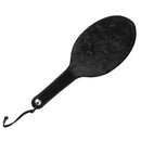 Strict Leather Round Fur Lined Paddle featuring soft faux fur and durable leather for versatile impact play.