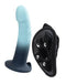 Duo Silicone Dildo in Turquoise with Harness, 7-Inch Non-Vibrating, Flexible for Solo or Partnered Play with Suction Base