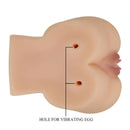 Kylie Realistic Vagina and Ass Vibrator Light showing detailed two-channel design with holes for vibrating egg.