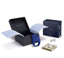 Lelo Pino Vibrating Couples Ring Federal Blue in luxury packaging with accessories and cash.