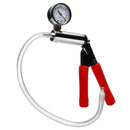 Size Matters Deluxe Steel Hand Penis Pump Red with pressure gauge and red grips for effective control.