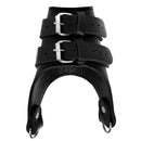 Strict Leather Double Weight Ball Stretcher adjustable leather cuff with two metal D-rings for scrotal stretching.
