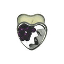 Earthly Body Candle 3-in-1 Heart Edible Grape 4.7 Oz in a heart-shaped tin with grape design.