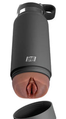 PDX Plus Fuck Flask Secret Delight discreet stroker in grey bottle design with brown interior.
