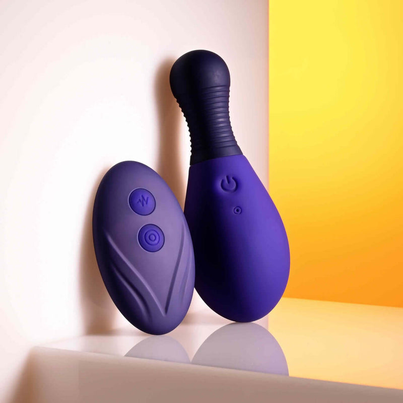 Selopa Egg Me On remote control vibrating egg with 12 speeds and textured handle on display