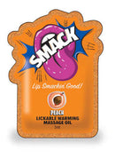 SMACK Lickable Massage Oil Peach 3 ml packaging featuring a playful design with vibrant colors and a peach flavor.