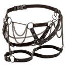 Euphoria Plus Size Thigh Harness with adjustable vegan leather straps, chains, and plush velvet lining for bold and beautiful sensuality