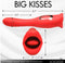 Lickgasm Kiss & Tell Pro Dual Ended Kissing Vibrator dimensions and features, premium red silicone, waterproof, 8.7 inches long, versatile stimulator.