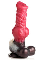 Creature Cocks Cujo Canine Silicone Dildo - Fantasy Dog Dildo with Suction Cup Base and Central Knot in Bright Red Shaft