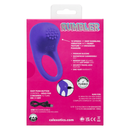 Rumbler Rumble Silicone Vibrating Cock Ring Purple packaging with product features and specifications.