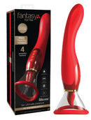 Fantasy For Her 24K Gold Luxury Edition pleasure device, red silicone, with box displaying free travel bag and 4 powerful motors.
