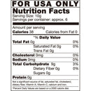Nutrition facts label for a candy product, detailing serving size, calories, and nutritional content per serving.