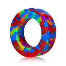 Oxballs Pig-Ring Comfort Cockring Rainbow featuring a vibrant, multicolored design in soft silicone.