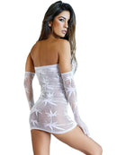 SHEER KEYHOLE MINI DRESS WHITE-0