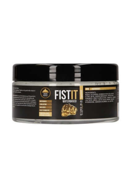 Fist It water-based fisting glide lubricant in a 500ml jar, designed for smooth and long-lasting intimate experiences.