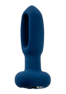 Evolved The Flapper Dual-Action Vibrator in navy blue with suspended flapper and chunky base, offering 10-speed flapping and vibrating functions.