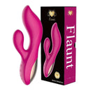 Flaunt Ultra Rabbit Pink vibrator in elegant packaging, featuring dual-action design and 12 vibration modes for intense pleasure.