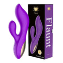 Flaunt Ultra Rabbit Purple dual-action vibrator with packaging, featuring 12 vibration modes for ultimate pleasure.