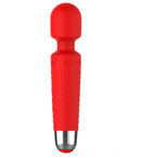 Viben Mini Halo Red Rose Wand Massager in sleek red with a silicone head and slim handle for travel-friendly relaxation.