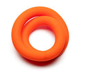 Perfect Fit Hefty Wrap Ring 9 Inch Silicone Cock Ring Orange viewed from above, showcasing its flexible design.
