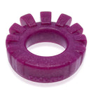 Oxballs Cock-Lug Lugged Silicone Cockring Plum in a purple color, featuring soft raised lugs for comfort and support.