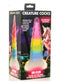 CREATURE COCKS Uni-Glow Glow in the Dark Rainbow Dildo in packaging featuring a unicorn and glowing rainbow design.