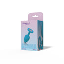 Gemma Clear Iridescent Gem Teal Silicone Anal Plug Small packaging showcasing the product design and colors.