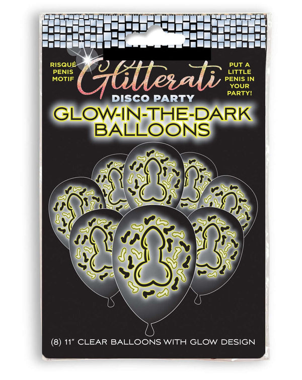 Package of Glitterati Disco Party Glow-in-the-Dark 11-Inch Balloons for bachelorette party decor