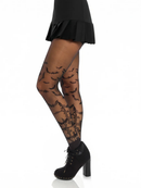 Leg Avenue Bat Wing Sheer Tights Black One Size featuring bat designs on sheer black fabric, perfect for Halloween.