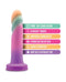 Colorful Avant Sunrise Gaze Sherbet hand-sculpted silicone dildo with highlighted features including smoothness, handcrafted quality, and strong suction cup base