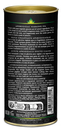 Aphrodisiac Organica Warming Oil Exotic Green Tea product label with detailed descriptions and ingredients.