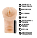 EnLust Georgia Male Masturbator with Bullet Vibrator features vibrating bullet, ribbed design, self-lubricating, and waterproof material.