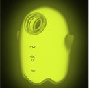 Satisfyer Glowing Ghost Air Pulse Vibrator Yellow displayed against a dark background, showcasing its glowing features.