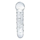 Master Series The Ram XL 12 Inch Glass Dildo Clear with textured surface and rounded tip.