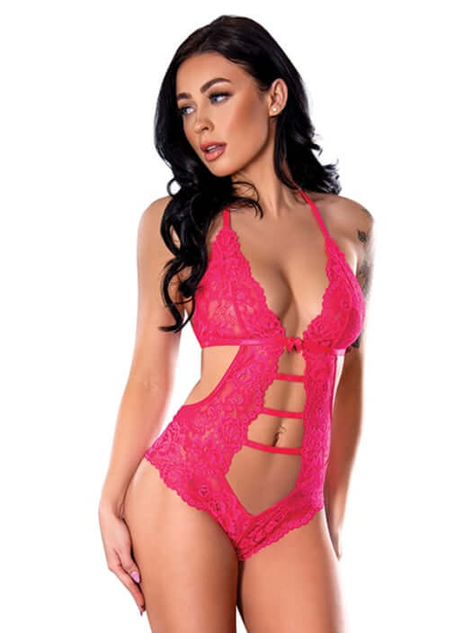 GET IT GIRL TEDDY W/ SNAP CROTCH PINK L/XL-1