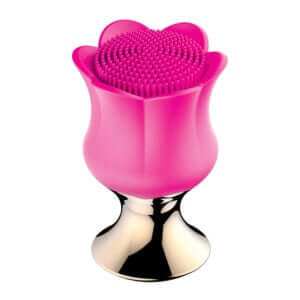 Goddess Diamond Blooming Massager - Fuchsia, 7-Function Flower-Style Vibrator with Textured Tip on Silver Base by Nasstoys