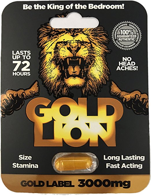 Gold Lion Label 3000mg Male Sexual Enhancement Pill - 3 Capsules