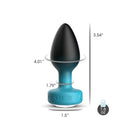 Eluxe Small Vibrating Anal Plug Clear Gem Blue Ombre dimensions showcasing its compact size and design.