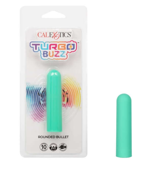 Turbo Buzz Rounded Bullet Green - Compact, Powerful, Discreet Stimulator in Packaging
