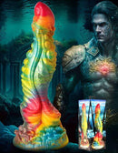 Creature Cocks Majestic Merman 10” Dildo with iridescent rainbow colors and textured design in fantasy underwater setting
