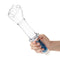 Gläs 11 Inch Glass Fist Double Ended Dildo with Handle Grip, ergonomic design, textured handle, held in hand for size reference