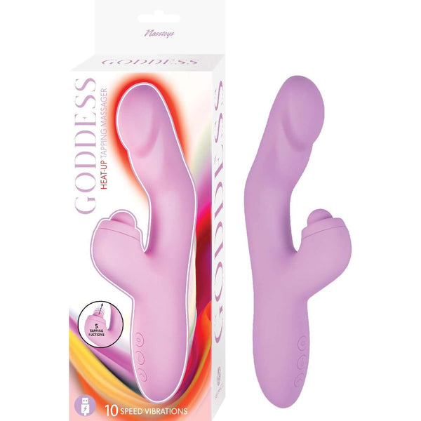 Goddess Heat-Up Tapping Massager Lavender - Dual Stimulator with Heating and Tapping by Nasstoys in packaging
