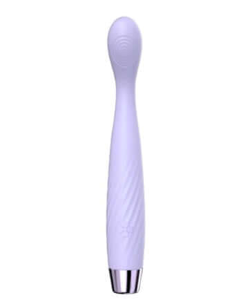 Heiress G Wand in Lavender with angled tip for targeted G-spot stimulation and pulsation. Luxurious design for ultimate pleasure.