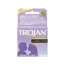 Trojan Her Pleasure Latex Condoms 3 Pack, lubricated condoms designed for enhanced female pleasure and stimulation.