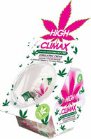 High Climax Female Stimulant with Hemp Seed Oil 50pc Bowl packaging featuring stimulating cream and cannabis leaf design.