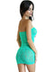 Lace strapless mini dress lingerie in green, showcasing a fitted design and elegant lace texture from the back view.