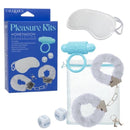 Pleasure Kits Honeymoon Collection featuring accessories for couples, including cuffs, dice, and an eye mask.